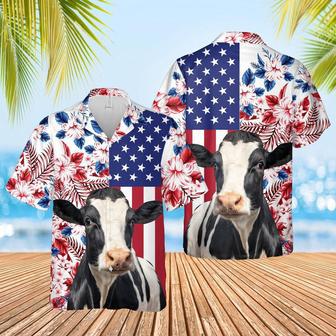 Holstein US Flag Flower Hawaiian Shirt, Farm Hawaiian Shirt, Farmer Hawaii | Newhawaiianshirts AU