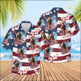 Horse Floral U.S Flag Pattern Hawaiian Shirt, Farm Hawaiian Shirt, Farmer Hawaii | Newhawaiianshirts CA