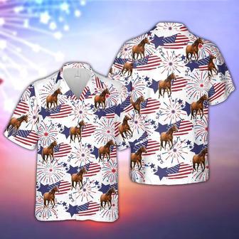 Horse Happy Firework Flag Hawaiian Shirt, Farm Hawaiian Shirt, Farmer Hawaii | Newhawaiianshirts CA