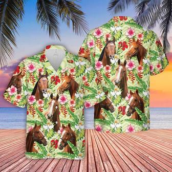 Horse Hibicus Floral Hawaiian Shirt, Farm Hawaiian Shirt, Farmer Hawaii | Newhawaiianshirts CA