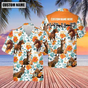 Horse Hibiscus Floral Custom Name Hawaiian Shirt, Farm Hawaiian Shirt, Farmer Hawaii | Newhawaiianshirts AU