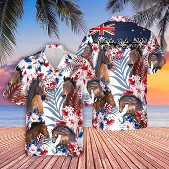 Horse Lovers Australia Flag Hawaiian Flowers Hawaiian Shirt, Farm Hawaiian Shirt, Farmer Hawaii | Newhawaiianshirts