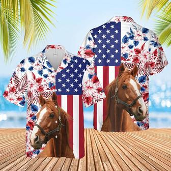 Horse US Flag Flower Hawaiian Shirt, Farm Hawaiian Shirt, Farmer Hawaii | Newhawaiianshirts AU