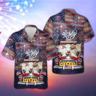 Independence Day Charolais Hawaiian Shirt, Farm Hawaiian Shirt, Farmer Hawaii | Newhawaiianshirts CA