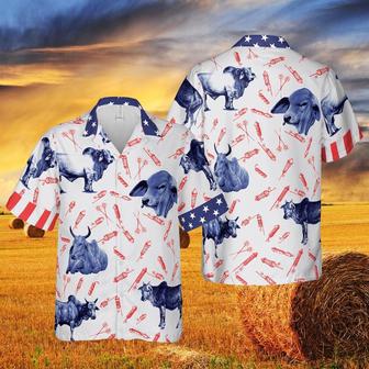 INDEPENDENCE DAY FIRE CRACKER BRAHMAN PATTERN All Printed Hawaiian Shirt, Farm Hawaiian Shirt, Farmer Hawaii | Newhawaiianshirts AU