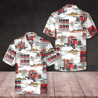 Island And Red Trucker Hawaiian Shirt, Farm Hawaiian Shirt, Farmer Hawaii | Newhawaiianshirts UK