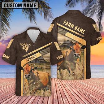 Jersey Brown Pattern Customized Name Hawaiian Shirt, Farm Hawaiian Shirt, Farmer Hawaii | Newhawaiianshirts AU