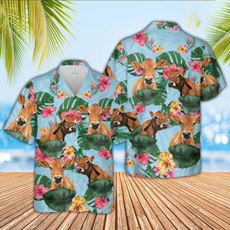 Jersey Flower Pattern Hawaiian Shirt, Farm Hawaiian Shirt, Farmer Hawaii | Newhawaiianshirts AU