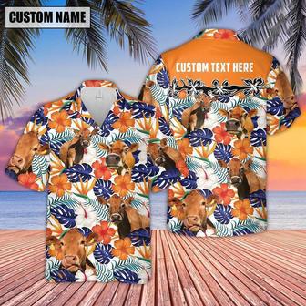 Jersey Hibiscus Blue Floral Custom Name Hawaiian Shirt, Farm Hawaiian Shirt, Farmer Hawaii | Newhawaiianshirts AU