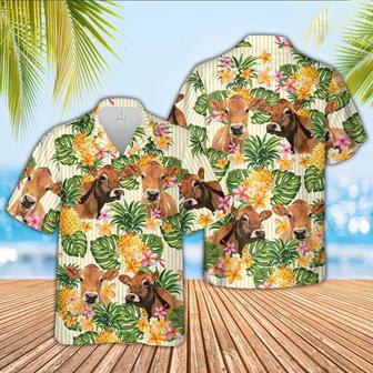 Jersey Pineapple Pattern Hawaiian Shirt, Farm Hawaiian Shirt, Farmer Hawaii | Newhawaiianshirts UK