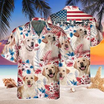 Labrador Retriever Dog United States Flag Hawaiian Flowers All Over Printed Hawaiian Shirt, Farm Hawaiian Shirt, Farmer Hawaii | Newhawaiianshirts