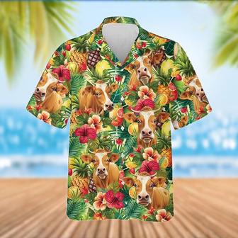 Limousin Cattle Tropical Fruits Pattern Hawaiian Shirt, Farm Hawaiian Shirt, Farmer Hawaii | Newhawaiianshirts AU