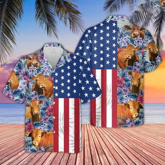 Limousin Flower Pattern American Hawaiian Shirt, Farm Hawaiian Shirt, Farmer Hawaii | Newhawaiianshirts AU