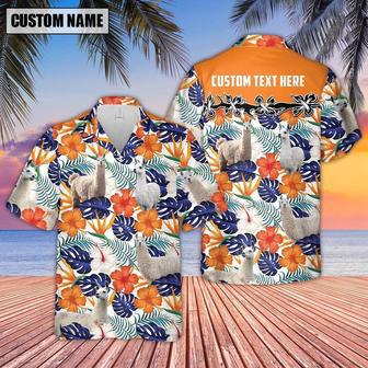 Llama Hibiscus Blue Floral Custom Name Hawaiian Shirt, Farm Hawaiian Shirt, Farmer Hawaii | Newhawaiianshirts AU