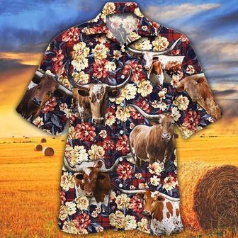 Longhorn Angus Cattle Red Plaid Pattern All Over Printed Hawaiian Shirt, Farm Hawaiian Shirt, Farmer Hawaii | Newhawaiianshirts DE