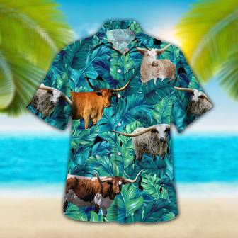 Longhorn Tropical Hawaiian Palm Leaves All Over Printed Hawaiian Shirt, Farm Hawaiian Shirt, Farmer Hawaii | Newhawaiianshirts