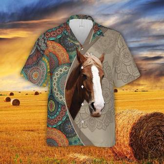 Mandala Pattern Horse All Over Printed Hawaiian Shirt, Farm Hawaiian Shirt, Farmer Hawaii | Newhawaiianshirts CA