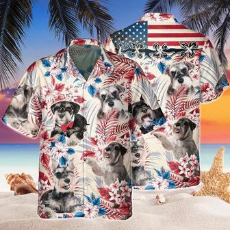 Miniature Schnauzer Dog United States Flag Hawaiian Flowers All Over Printed Hawaiian Shirt, Farm Hawaiian Shirt, Farmer Hawaii | Newhawaiianshirts AU