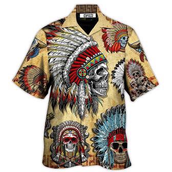 Native American Skull Vintage Art Style Hawaiian Shirt, Native America Shirt, Native American Hawaiian Shirt | Newhawaiianshirts AU