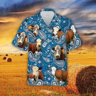 Paisley Pattern Hereford All Over Printed Hawaiian Shirt, Farm Hawaiian Shirt, Farmer Hawaii | Newhawaiianshirts