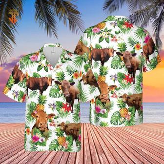 Personalized Name Red Angus Cattle Pineapples All Over Printed Hawaiian Shirt, Farm Hawaiian Shirt, Farmer Hawaii | Newhawaiianshirts AU