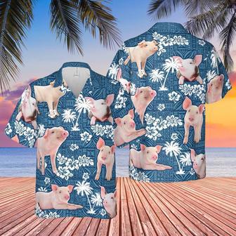 PIG Blue Tribal All Over Printed Hawaiian Shirt, Farm Hawaiian Shirt, Farmer Hawaii | Newhawaiianshirts DE