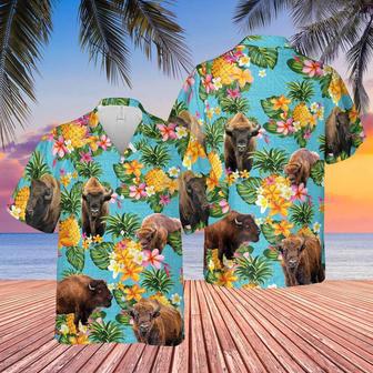 Pineapple Hawaiian Theme For Bison Lovers All Printed Hawaiian Shirt, Farm Hawaiian Shirt, Farmer Hawaii | Newhawaiianshirts UK