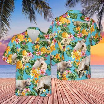 Pineapple Hawaiian Theme For CHAROLAIS Cattle Lovers All Printed Hawaiian Shirt, Farm Hawaiian Shirt, Farmer Hawaii | Newhawaiianshirts AU