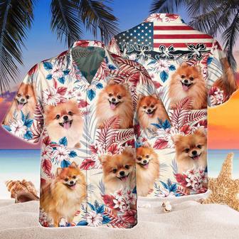 Pomeranian Dog United States Flag Hawaiian Flowers All Over Printed Hawaiian Shirt, Farm Hawaiian Shirt, Farmer Hawaii | Newhawaiianshirts AU