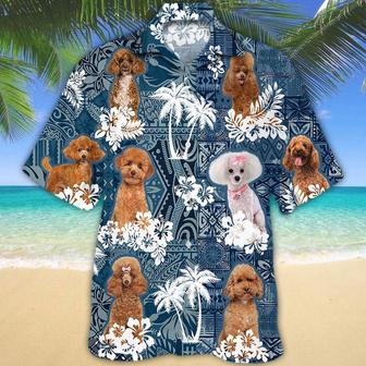 Poodle Hawaiian Tropical Plants Pattern Blue And White All Over Printed Hawaiian Shirt, Farm Hawaiian Shirt, Farmer Hawaii | Newhawaiianshirts AU