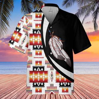 Printed Feather Vivid And Impressive Native American Hawaiian Shirt, America Shirt, Native American Hawaiian Shirt | Newhawaiianshirts AU