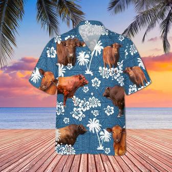 RED ANGUS Cattle Blue Tribal All Over Printed Hawaiian Shirt, Farm Hawaiian Shirt, Farmer Hawaii | Newhawaiianshirts AU