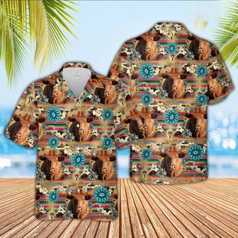 Red Angus Cowboy Pattern Hawaiian Shirt, Farm Hawaiian Shirt, Farmer Hawaii | Newhawaiianshirts AU