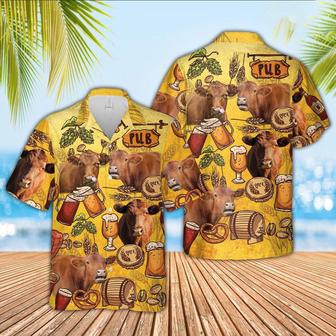 Red Angus Drink Beer Pattern Hawaiian Shirt, Farm Hawaiian Shirt, Farmer Hawaii | Newhawaiianshirts AU