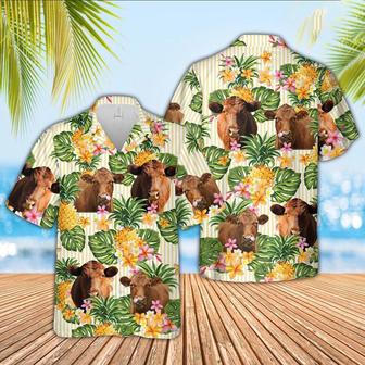 Red Angus Pineapple Pattern Hawaiian Shirt, Farm Hawaiian Shirt, Farmer Hawaii | Newhawaiianshirts UK