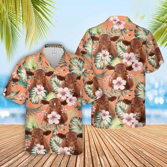 Red Angus Summer Happiness Floral Farm Hawaiian Shirt, Farm Hawaiian Shirt, Farmer Hawaii | Newhawaiianshirts AU