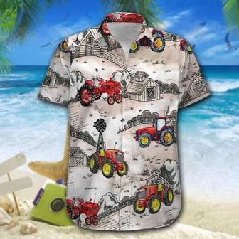 Red Tractor Farm All Printed Hawaiian Shirt, Farm Hawaiian Shirt, Farmer Hawaii | Newhawaiianshirts