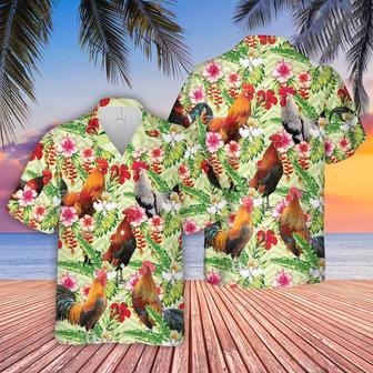 Rooster Hibicus Floral Hawaiian Shirt, Farm Hawaiian Shirt, Farmer Hawaii | Newhawaiianshirts AU