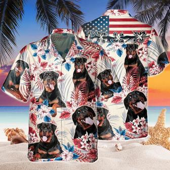 Rottweiler Dog United States Flag Hawaiian Flowers All Over Printed Hawaiian Shirt, Farm Hawaiian Shirt, Farmer Hawaii | Newhawaiianshirts AU