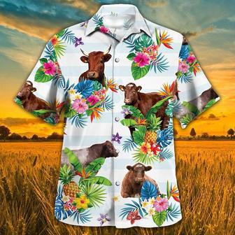 Shorthorn Hawaiian Theme Plants Pineapple All Over Printed Hawaiian Shirt, Farm Hawaiian Shirt, Farmer Hawaii | Newhawaiianshirts