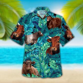 Shorthorn Tropical Hawaiian Palm Leaves All Over Printed Hawaiian Shirt, Farm Hawaiian Shirt, Farmer Hawaii | Newhawaiianshirts CA