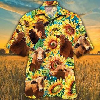 Sunflower Beefmaster Cattle Hawaiian Shirt, Farm Hawaiian Shirt, Farmer Hawaii | Newhawaiianshirts AU