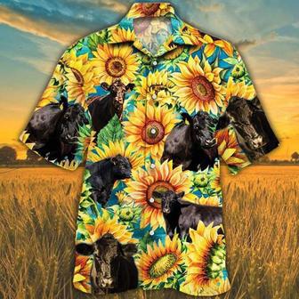 Sunflower Black Angus Cattle Hawaiian Shirt, Farm Hawaiian Shirt, Farmer Hawaii | Newhawaiianshirts AU