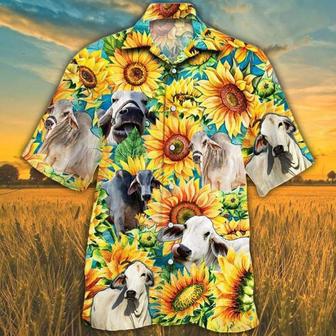 Sunflower Brahman Cattle Hawaiian Shirt, Farm Hawaiian Shirt, Farmer Hawaii | Newhawaiianshirts AU