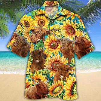 Sunflower Highland Cattle Hawaiian Shirt, Farm Hawaiian Shirt, Farmer Hawaii | Newhawaiianshirts AU