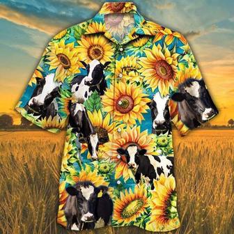 Sunflower Holstein Friesian Cattle Hawaiian Shirt, Farm Hawaiian Shirt, Farmer Hawaii | Newhawaiianshirts AU