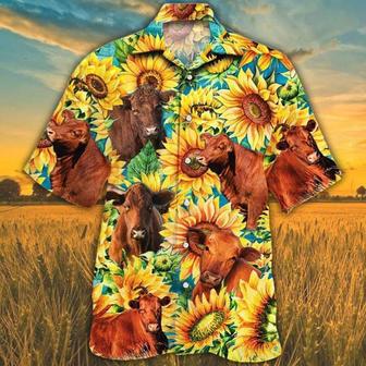 Sunflower Red Angus Cattle Hawaiian Shirt, Farm Hawaiian Shirt, Farmer Hawaii | Newhawaiianshirts AU