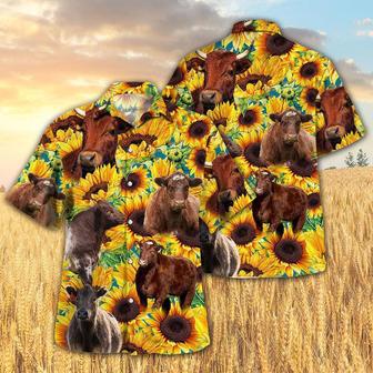 Sunflower Shorthorn Cattle Hawaiian Shirt, Farm Hawaiian Shirt, Farmer Hawaii | Newhawaiianshirts AU