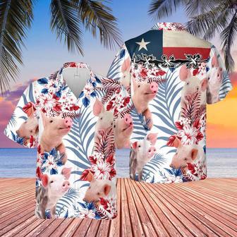 Texas Flag Hawaiian Theme For Pig Lovers All Printed Hawaiian Shirt, Farm Hawaiian Shirt, Farmer Hawaii | Newhawaiianshirts AU