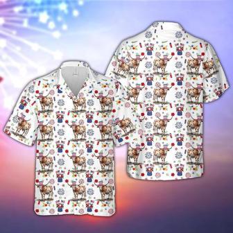 Texas Longhorn American Flag And Firework Pattern Hawaiian Shirt, Farm Hawaiian Shirt, Farmer Hawaii | Newhawaiianshirts DE